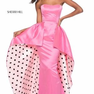 Sherri Hill 52054 Size 10 Pink Polka Dot